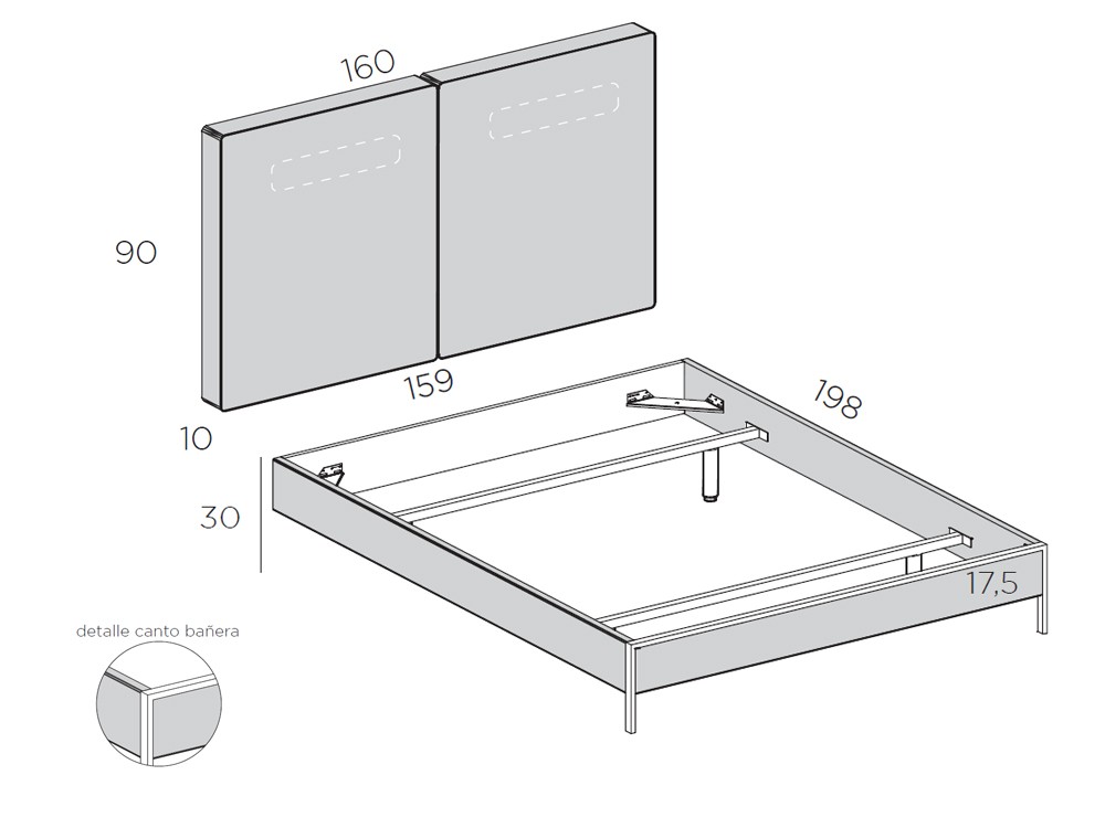 Cama Duo tapizada Tempo 24 de Tegar mobel - 3