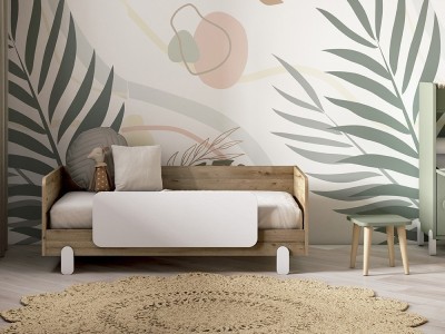 Cuna evolutiva de 140x70 Elemental Bamboo en melamina veta de Ros - 2