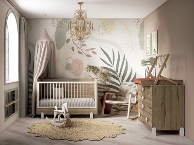 Cuna evolutiva de 140x70 Elemental Bamboo en melamina veta de Ros - 6