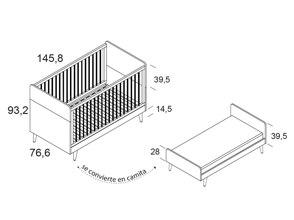 Cuna evolutiva Artic con colchón 140x70cm de Ros - 6
