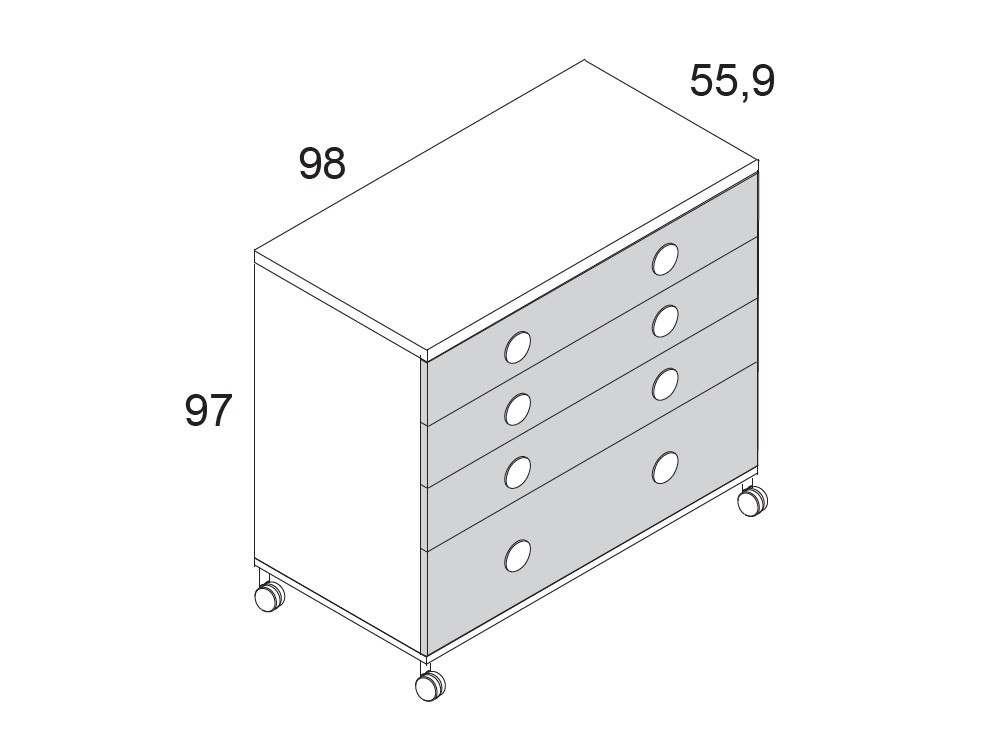 Cómoda Basic Nube ruedas o zócalo de Ros - 10