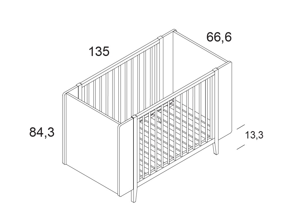 Cuna para colchón de 120x60cm Sabana de Ros - 3