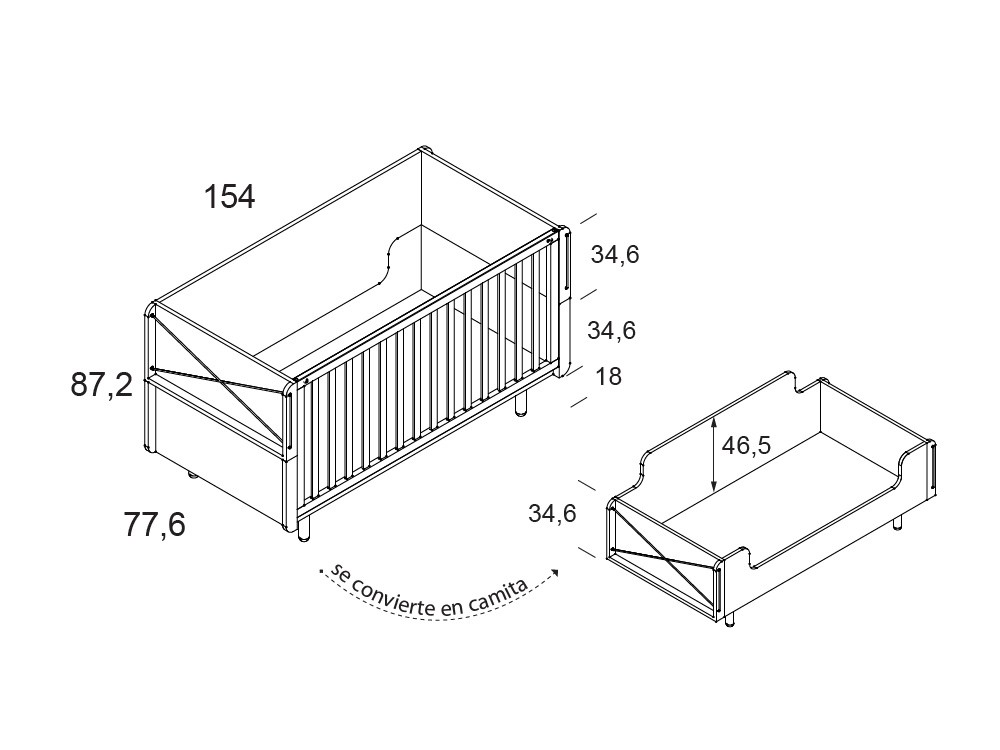 Maxicuna evolutiva Fold convertible en camita de 140x70cm de Ros - 11
