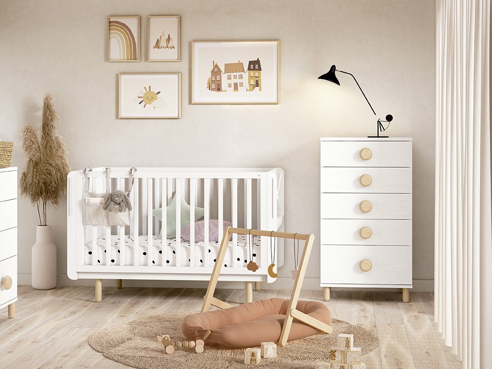 Sifonier Fold de cinco cajones con patas de madera de Ros - 1