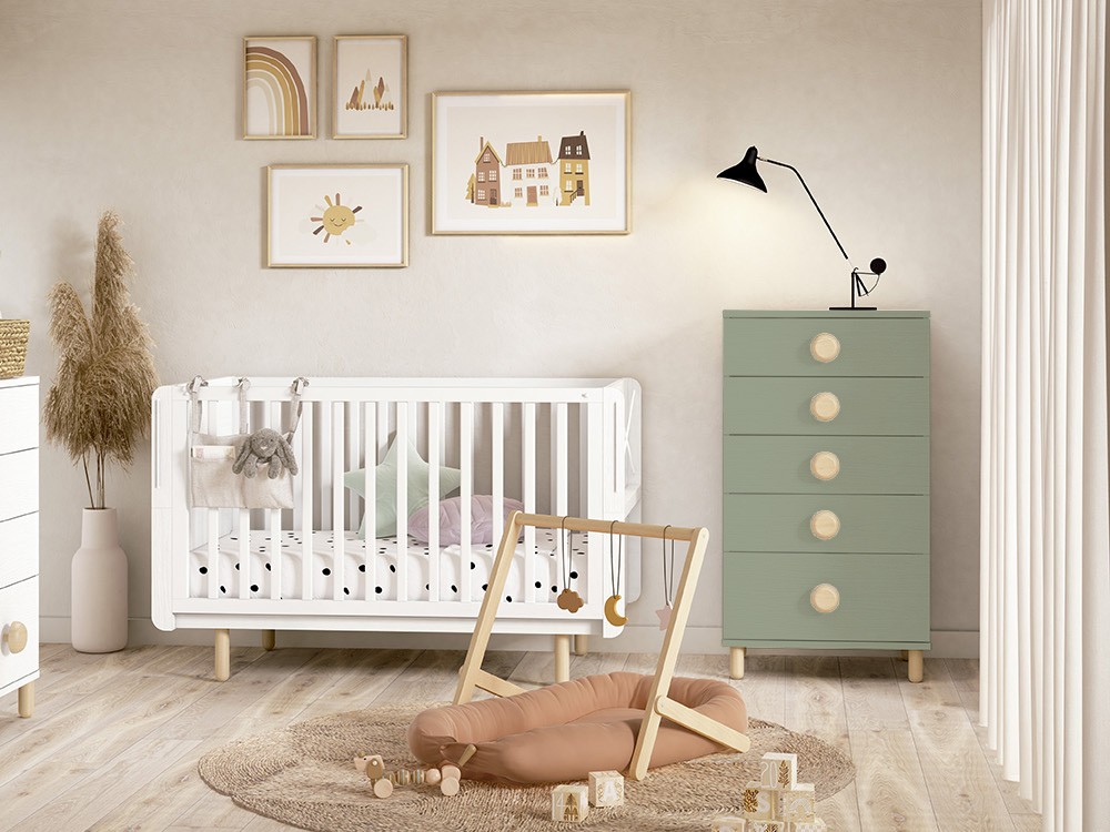 Sifonier Fold de cinco cajones con patas de madera de Ros - 4