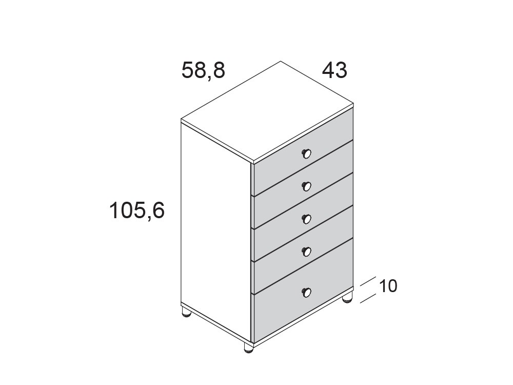 Sifonier Fold de cinco cajones con patas de madera de Ros - 9