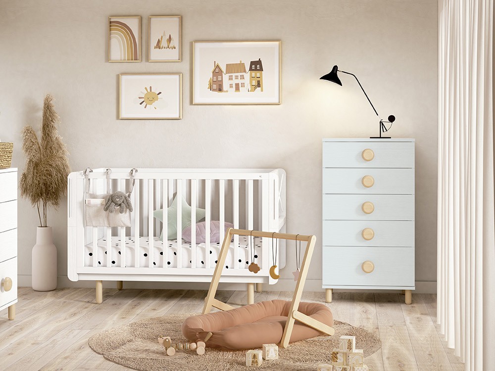 Sifonier Fold de cinco cajones con patas de madera de Ros - 5