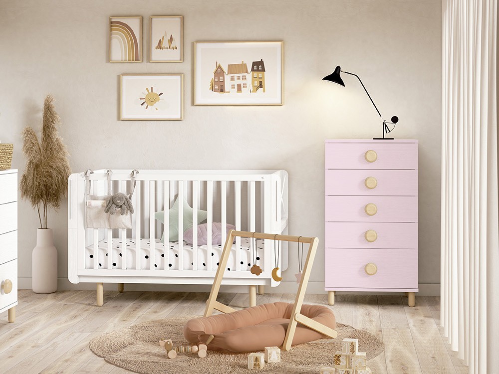 Sifonier Fold de cinco cajones con patas de madera de Ros - 7