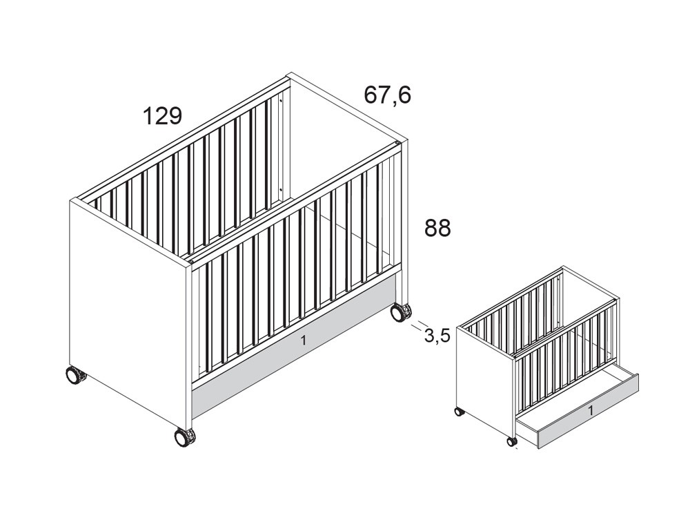 Cuna con ruedas y cajón Luxor de Ros - 8