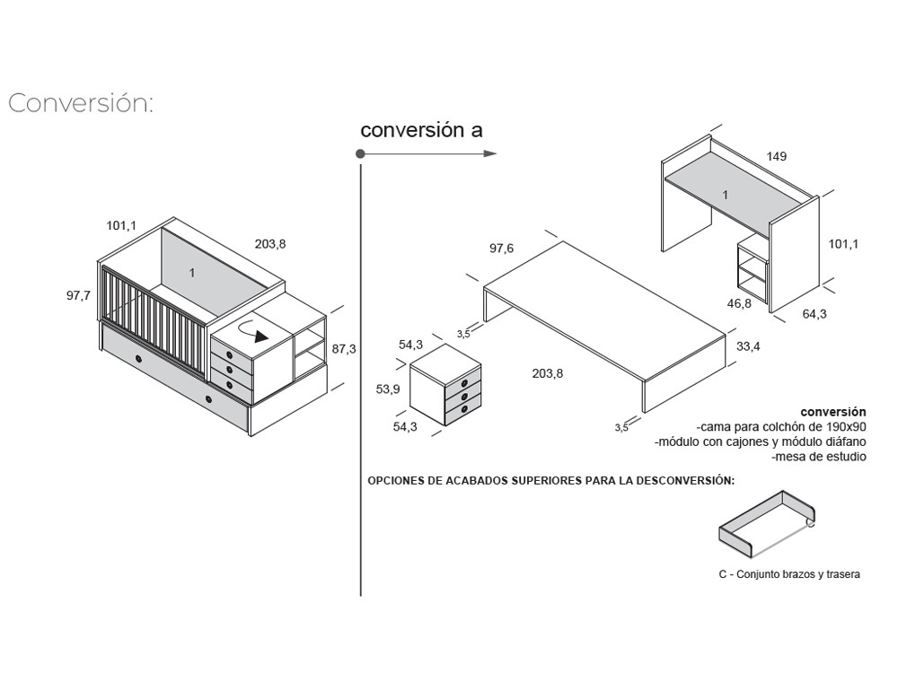 Cuna convertible Fusión 15 de Ros - 8