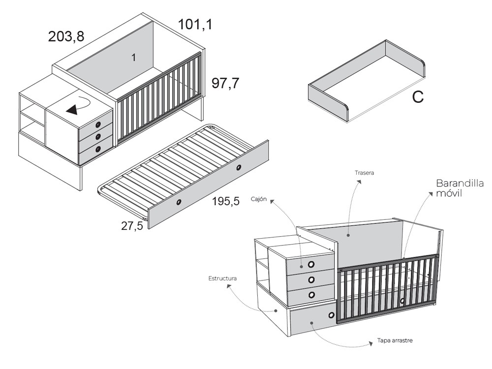 Cuna convertible Fusión 15 de Ros - 7