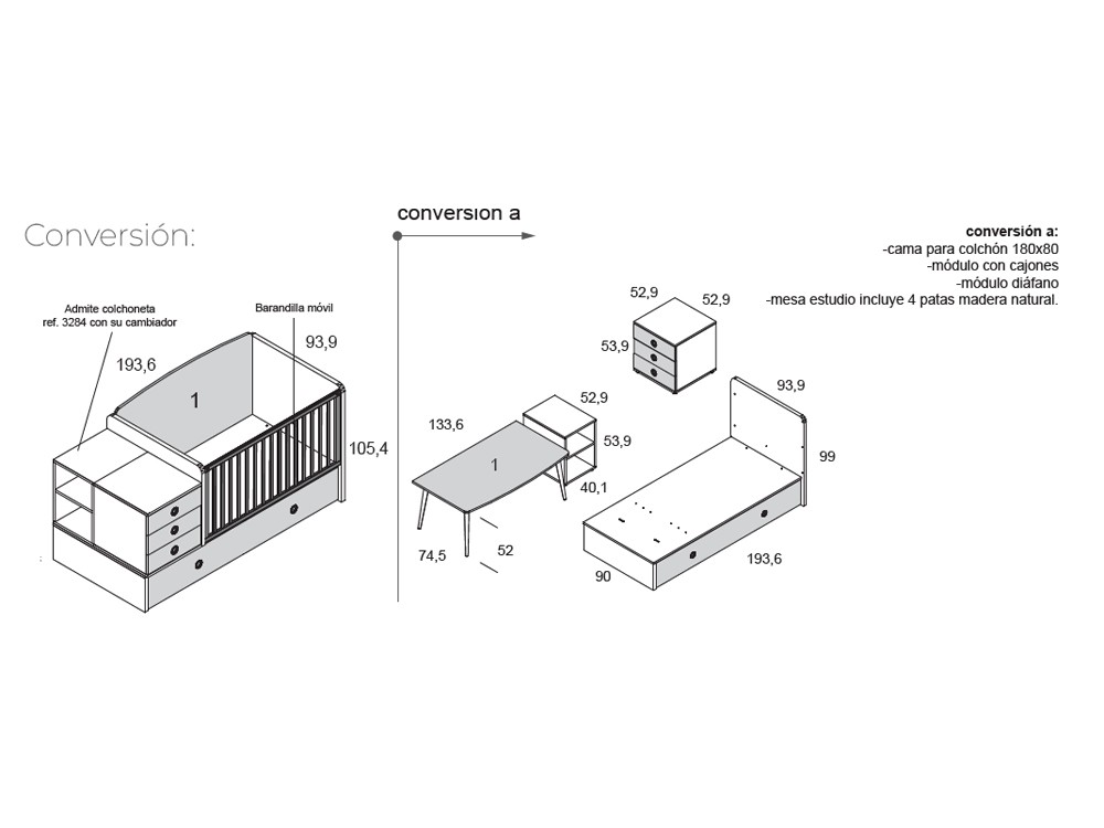 Cuna convertible Plus 12 de Ros - 8
