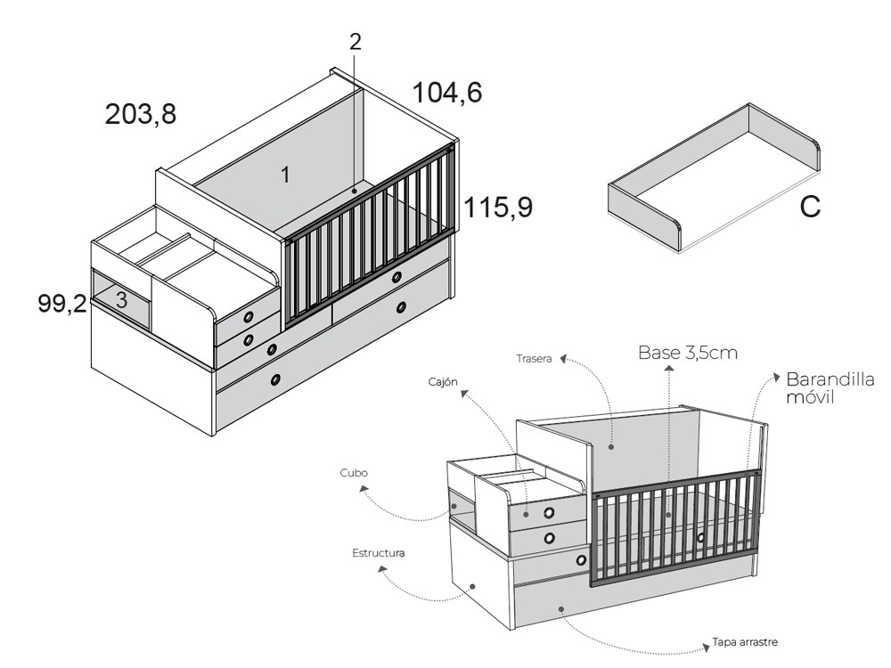Cuna convertible Compact de Ros - 10