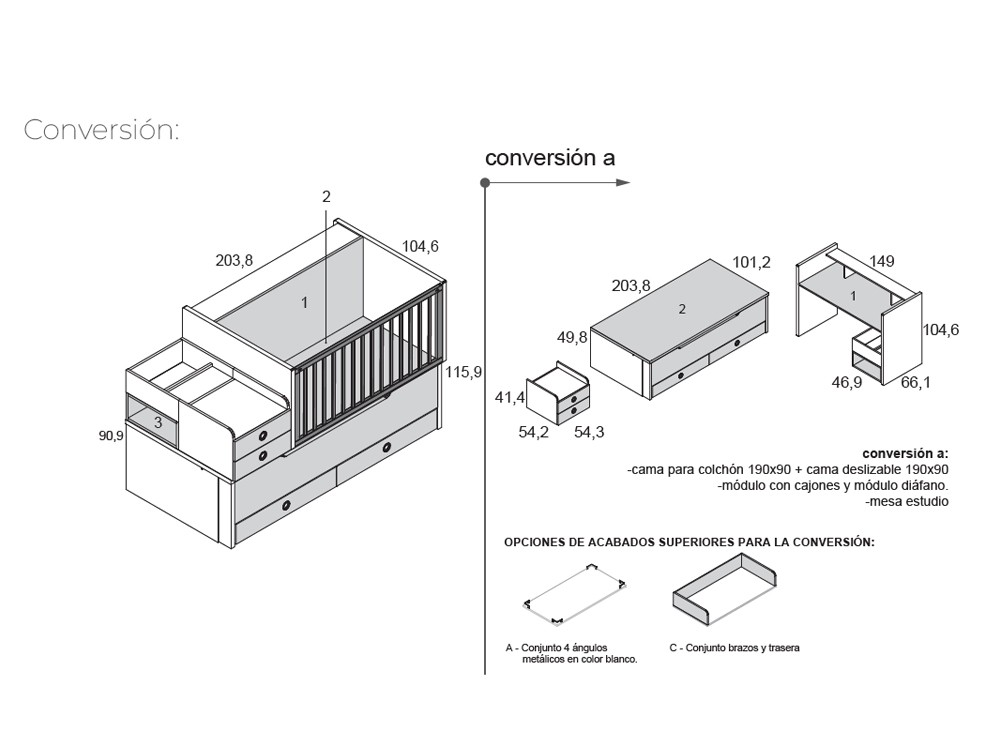 Cuna convertible Bicama Plus de Ros - 13