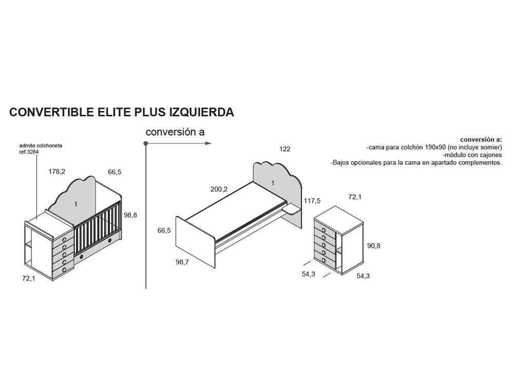 Cuna convertible Elite Plus de Ros - 4