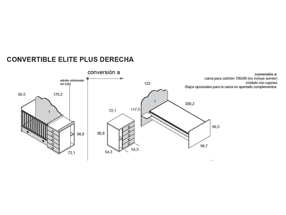 Cuna convertible Elite Plus de Ros - 5