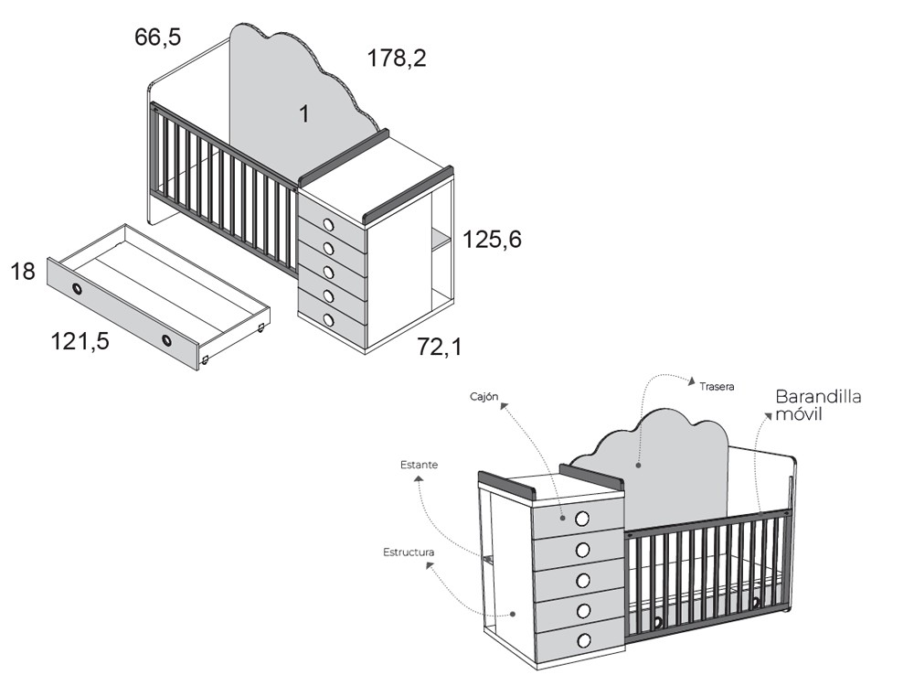 Cuna convertible Elite Plus de Ros - 3
