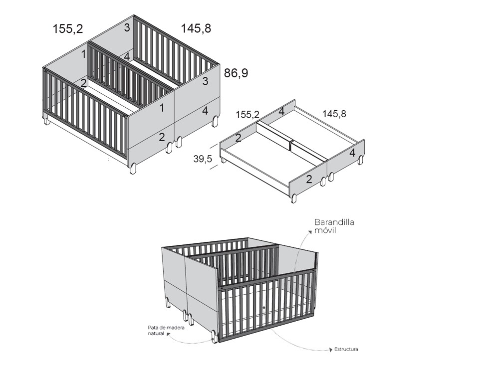 Cuna gemelar evolutiva Duo Plus de Ros - 6
