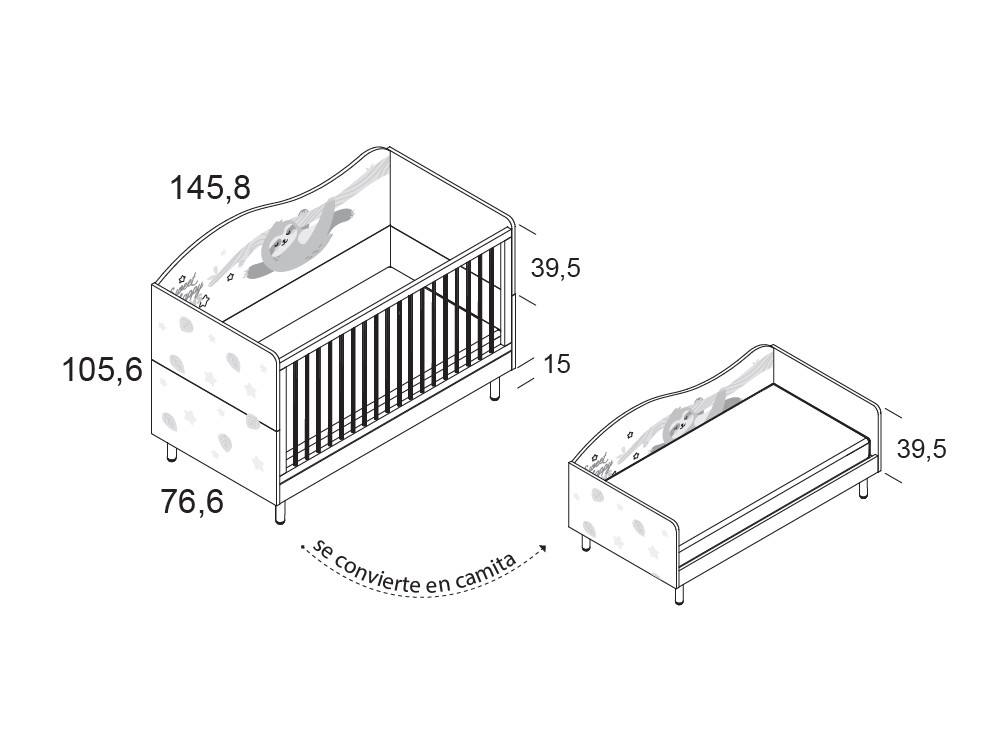 Cuna evolutiva Perezoso Mr Wonderful de Ros - 3