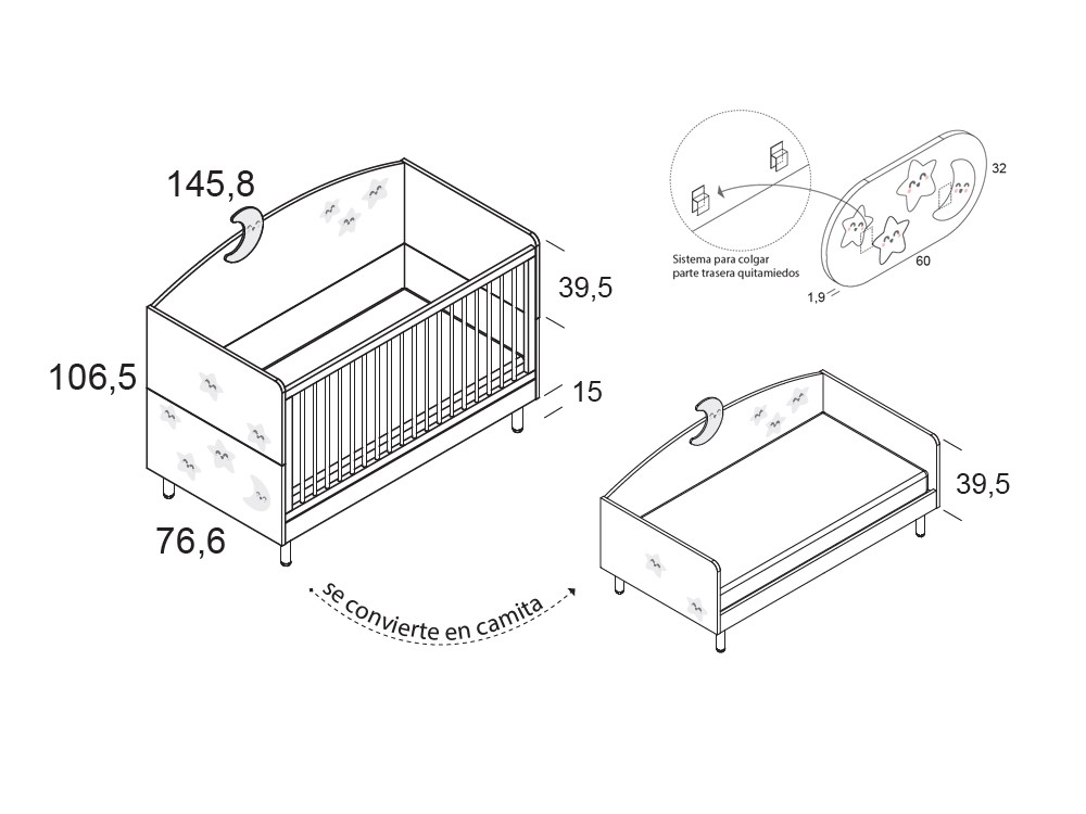 Cuna evolutiva Luna Mr Wonderful de Ros - 4