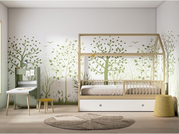 Cama casita con nido de arrastre Bamboo de Ros - 1