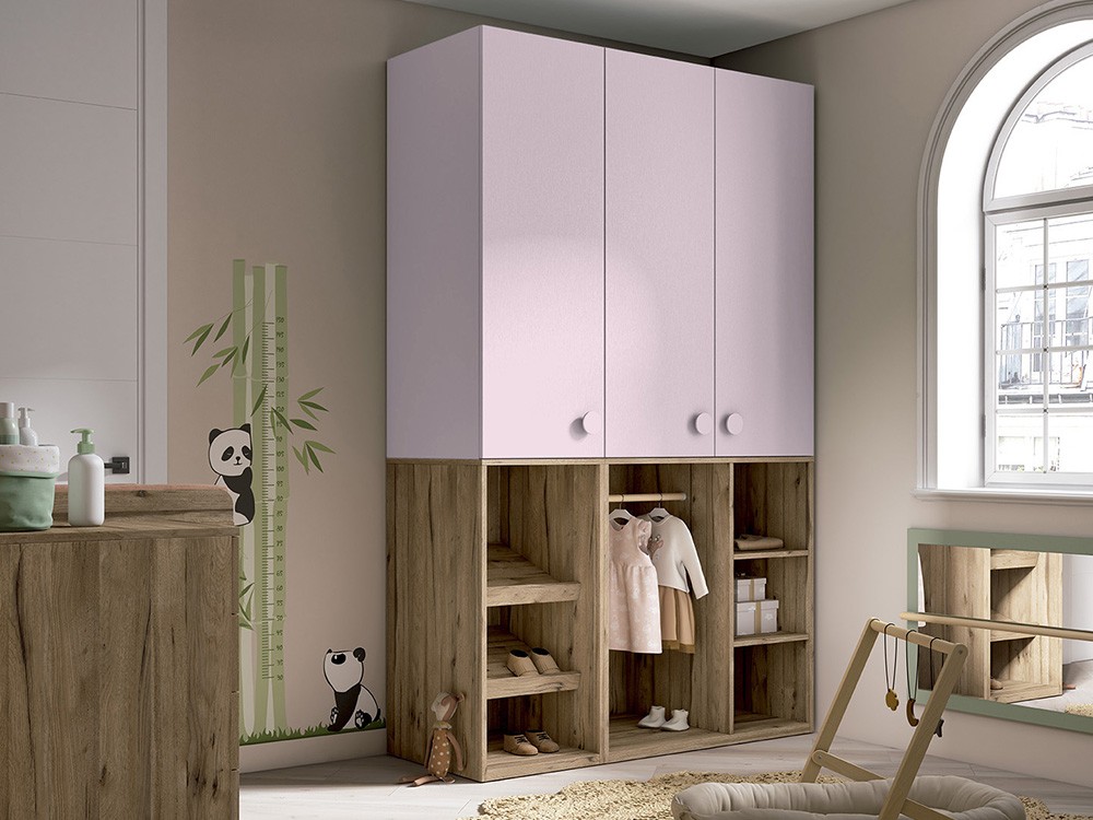 Armario tres puertas con vestidor y zapatero Montessori Bamboo de Ros - 3