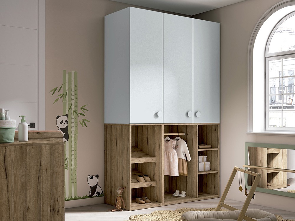 Armario tres puertas con vestidor y zapatero Montessori Bamboo de Ros - 8