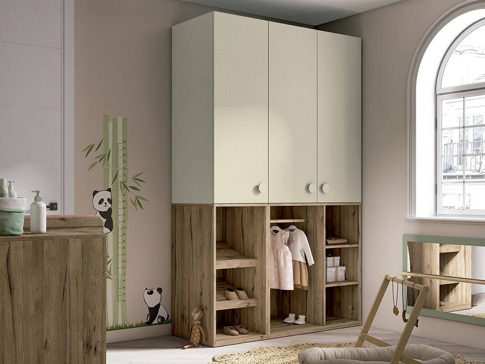 Armario tres puertas con vestidor y zapatero Montessori Bamboo de Ros - 9