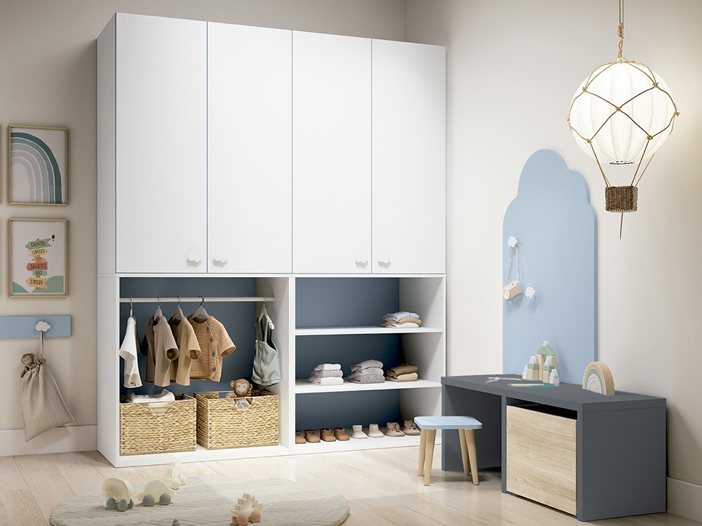 Mesa infantil con dos huecos escritorio y juguetero de Ros - 4