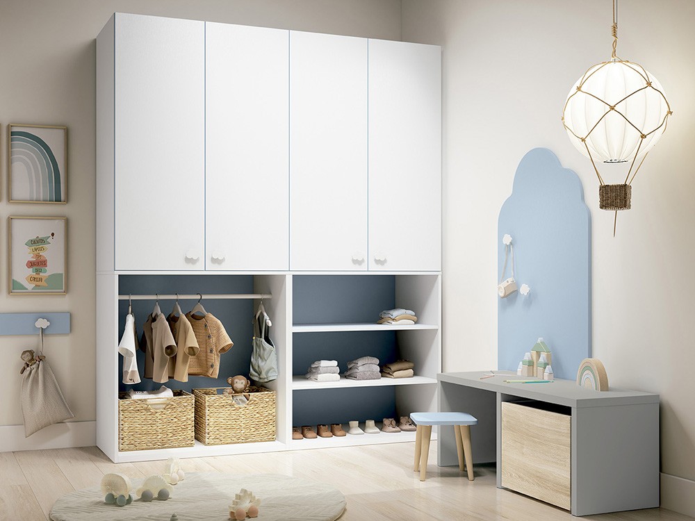 Mesa infantil con dos huecos escritorio y juguetero de Ros - 5