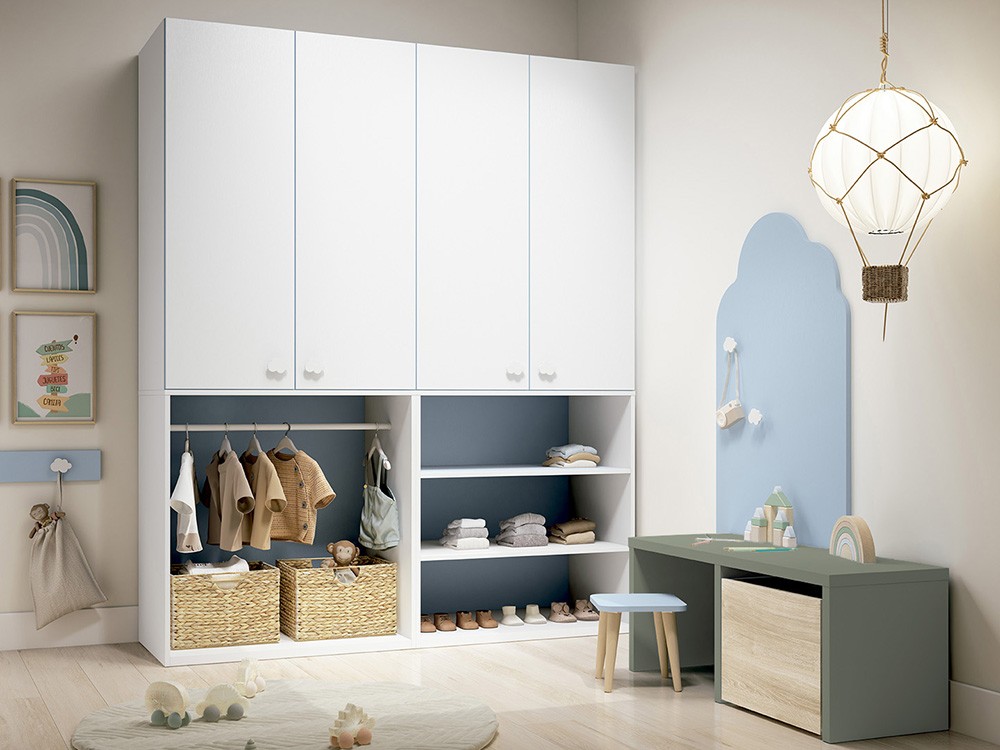 Mesa infantil con dos huecos escritorio y juguetero de Ros - 6