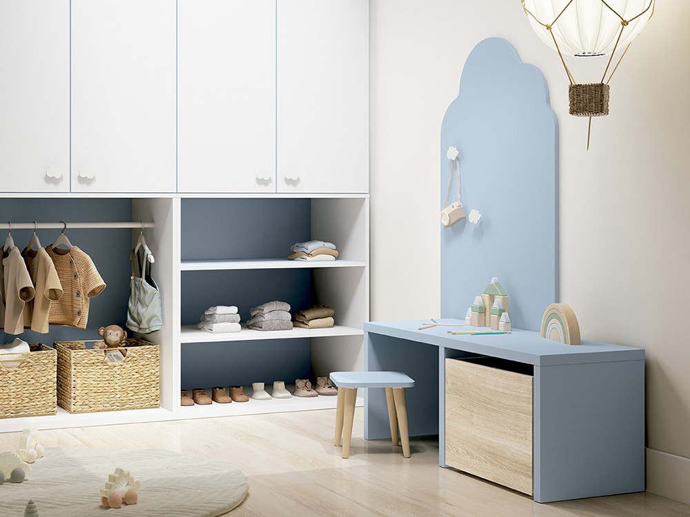 Mesa infantil con dos huecos escritorio y juguetero de Ros - 8