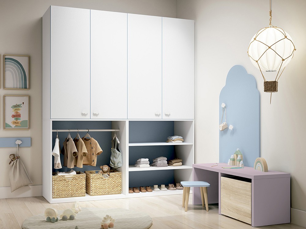 Mesa infantil con dos huecos escritorio y juguetero de Ros - 9