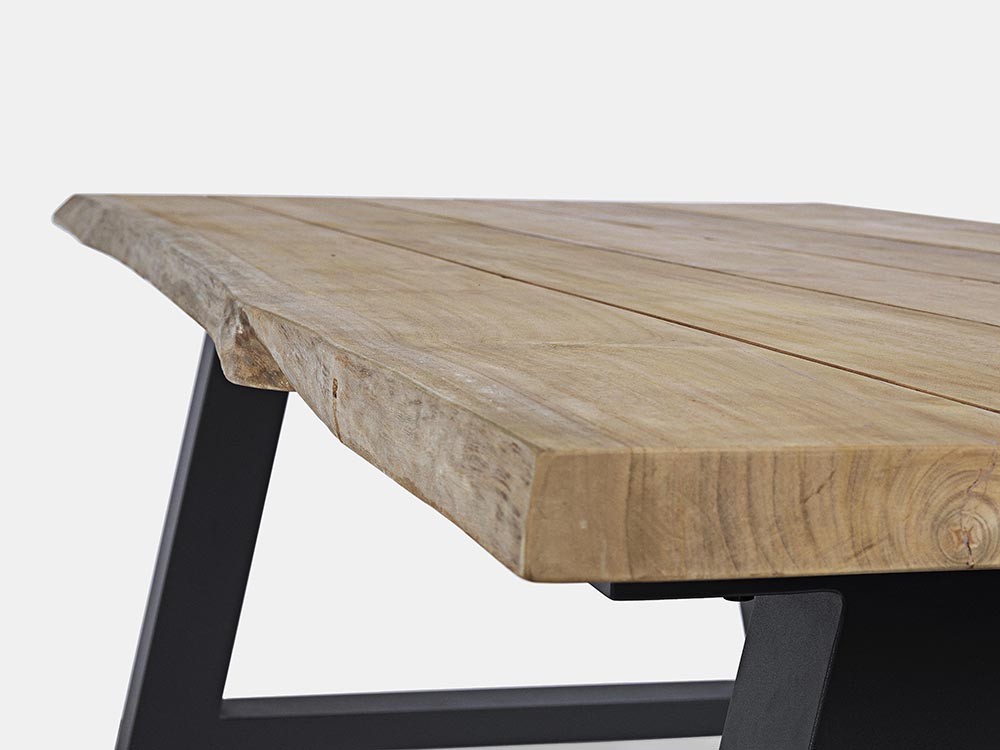 Mesa de centro para exterior Rolland con base de aluminio y sobre de madera de Bizzotto - 3