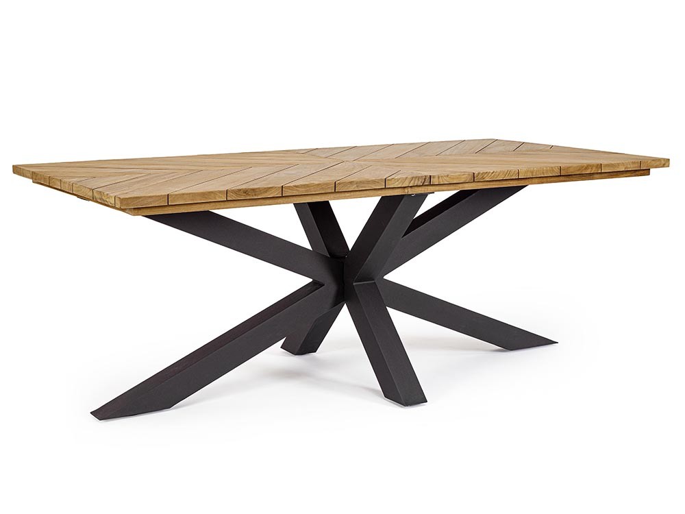 Mesa para comedor exterior Palmdale con patas de aluminio y sobre de madera de teca clase A de bizzotto - 3