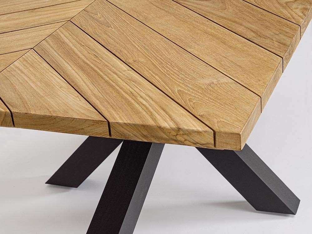 Mesa para comedor exterior Palmdale con patas de aluminio y sobre de madera de teca clase A de bizzotto - 5