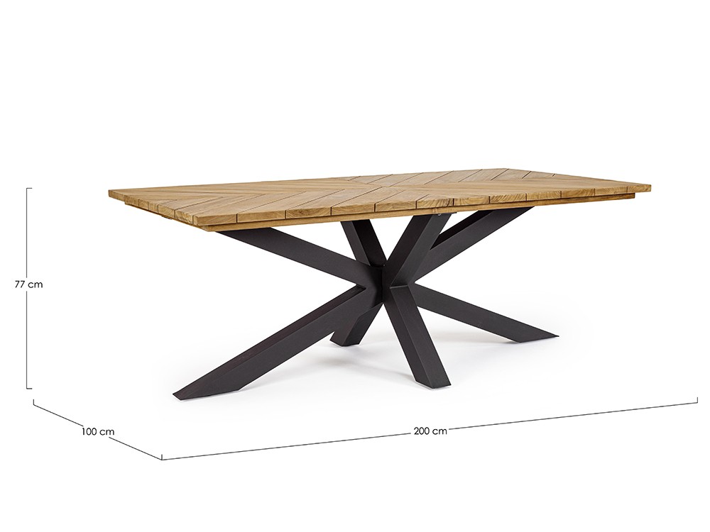 Mesa para comedor exterior Palmdale con patas de aluminio y sobre de madera de teca clase A de bizzotto - 11
