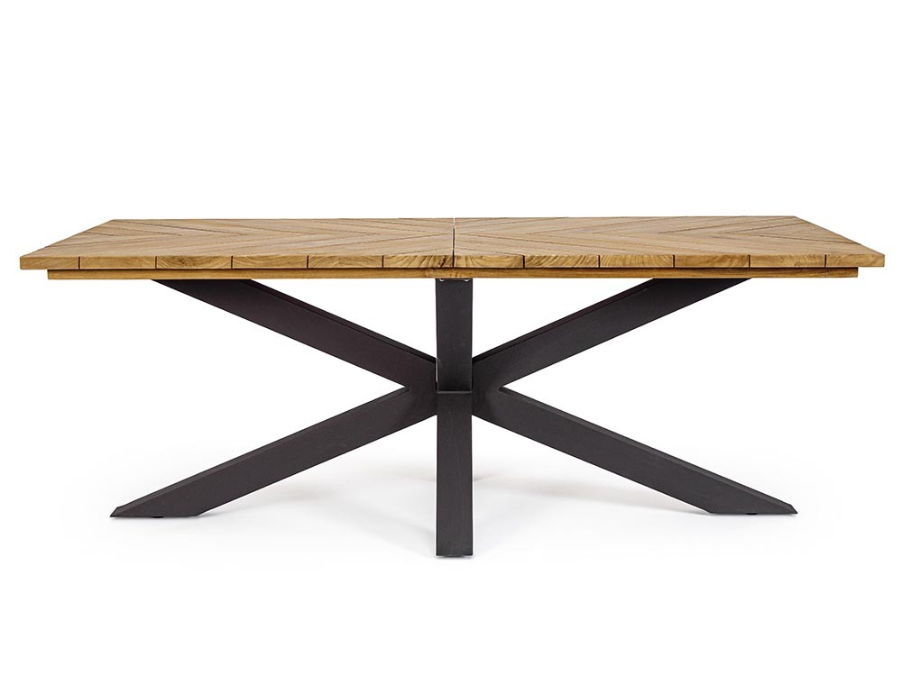 Mesa para comedor exterior Palmdale con patas de aluminio y sobre de madera de teca clase A de bizzotto - 6