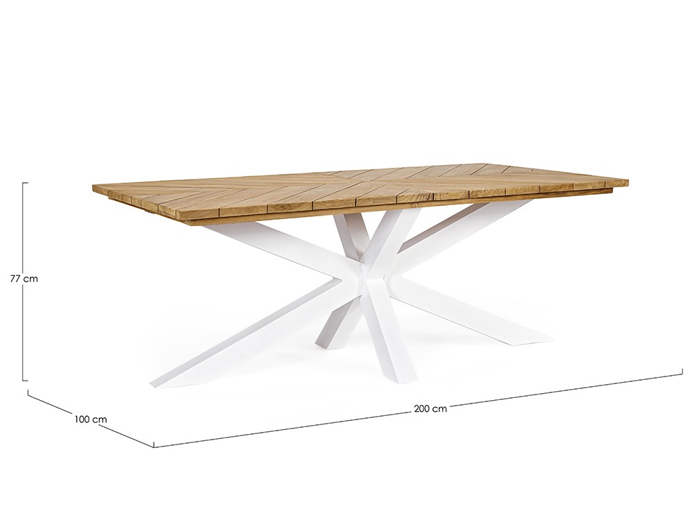 Mesa para comedor exterior Palmdale con patas de aluminio y sobre de madera de teca clase A de bizzotto - 10