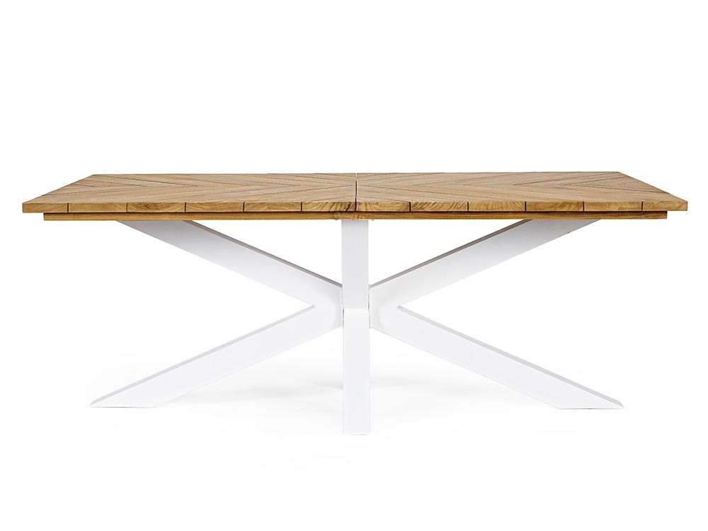 Mesa para comedor exterior Palmdale con patas de aluminio y sobre de madera de teca clase A de bizzotto - 7