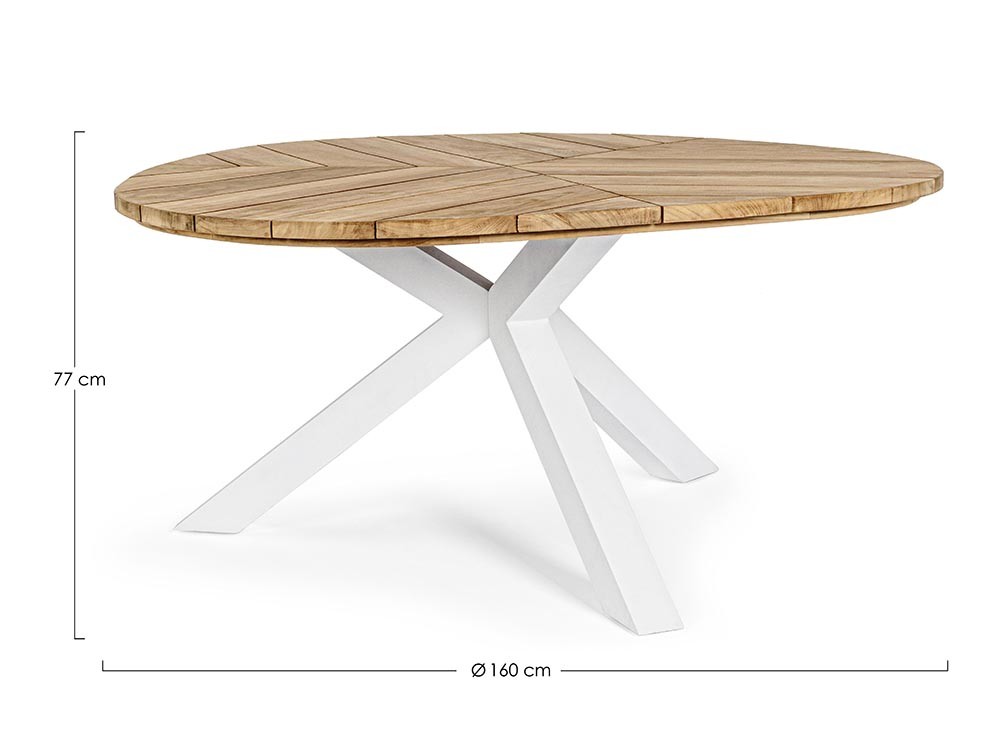 Mesa para comedor exterior Palmdale Triangular con base de aluminio y sobre de teca clase A de Bizzotto - 19