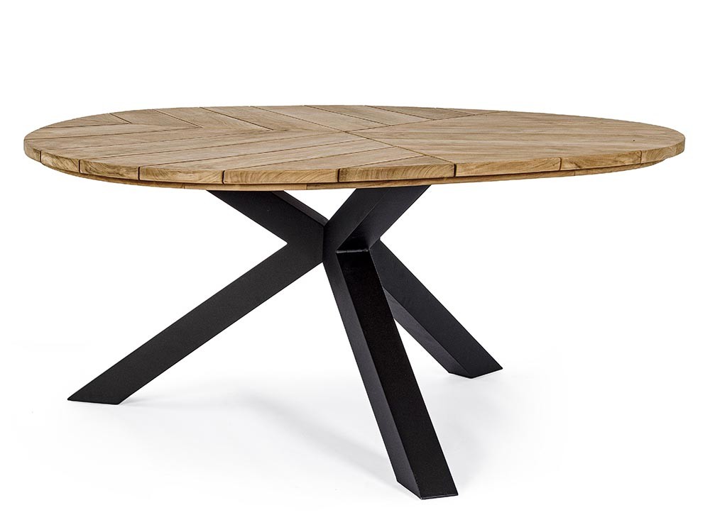 Mesa para comedor exterior Palmdale Triangular con base de aluminio y sobre de teca clase A de Bizzotto - 3