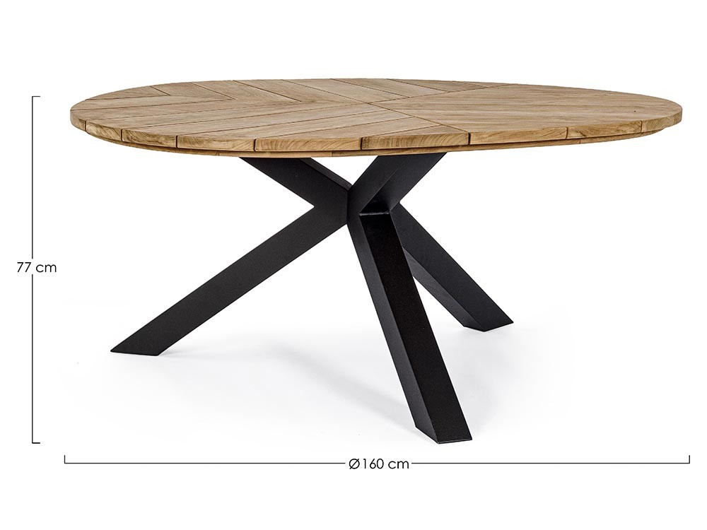 Mesa para comedor exterior Palmdale Triangular con base de aluminio y sobre de teca clase A de Bizzotto - 20