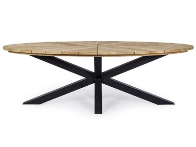 Mesa para comedor exterior Palmdale Ovalada con pies de aluminio y sobre de madera de teca clase A de Bizzotto - 14