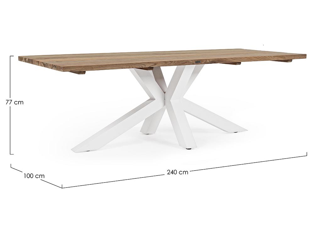 Mesa de comedor exterior Ramsey de aluminio y madera de teca de Bizzotto - 19