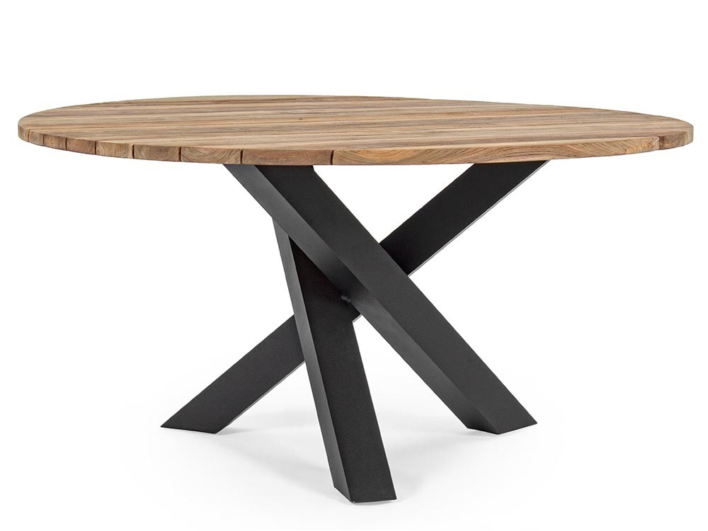 Mesa redonda para comedor exterior Brandon de aluminio y madera de teca Bizzotto - 1