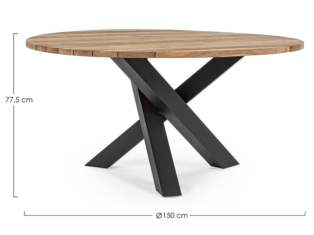 Mesa redonda para comedor exterior Brandon de aluminio y madera de teca Bizzotto - 8