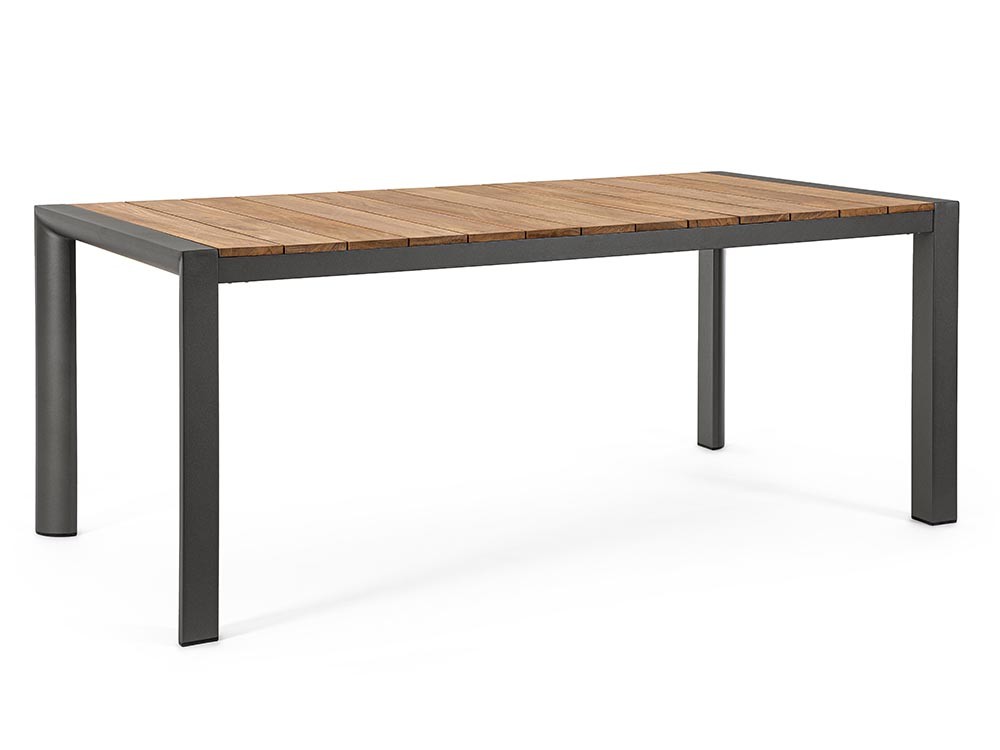 Mesa fija para comedor exterior Cameron de aluminio y madera de teca Bizzotto - 2