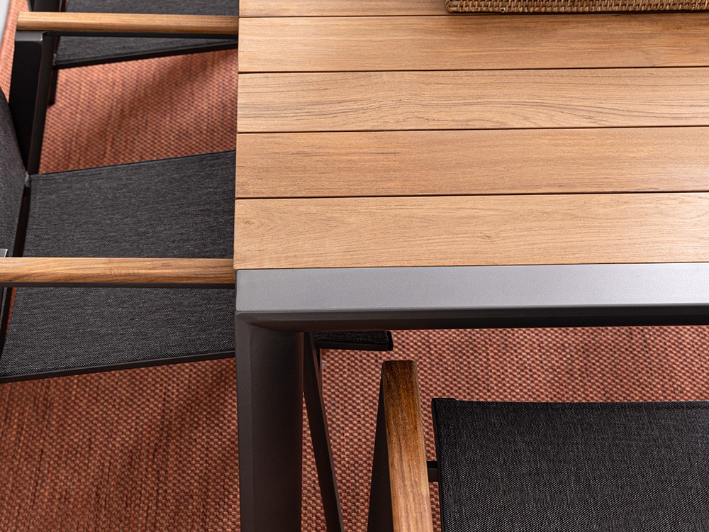 Mesa fija para comedor exterior Cameron de aluminio y madera de teca Bizzotto - 5