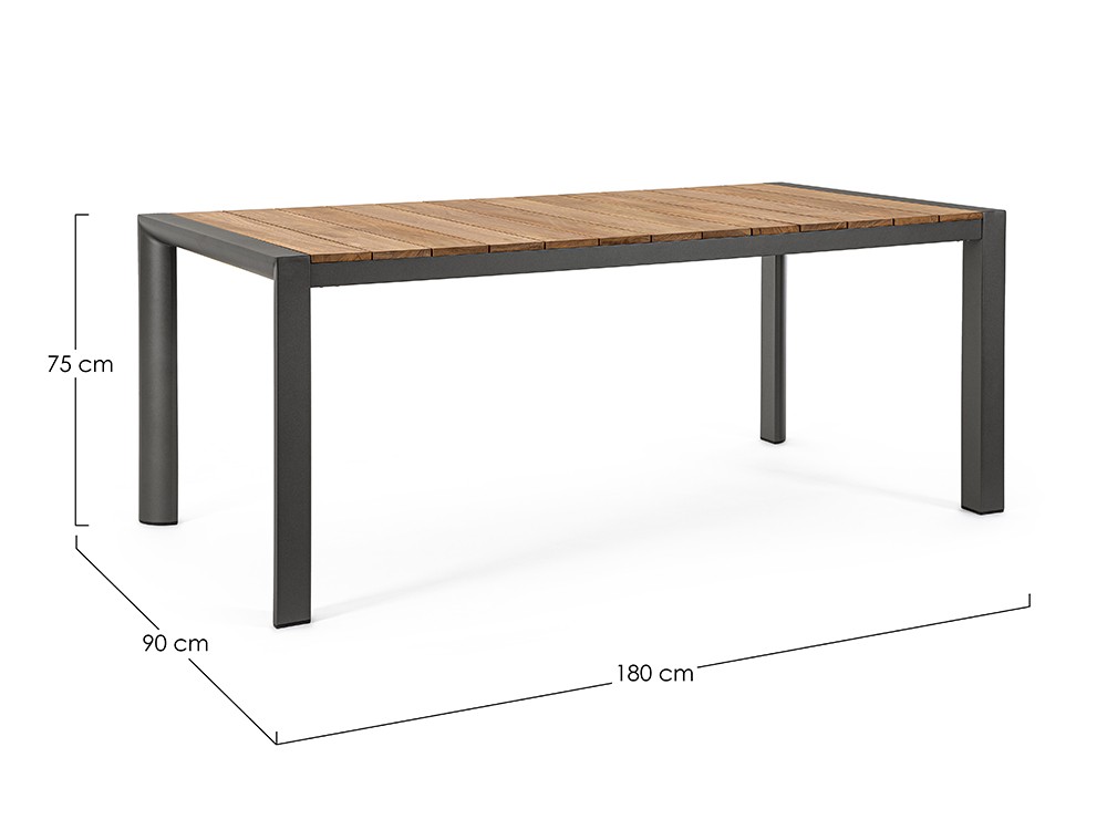 Mesa fija para comedor exterior Cameron de aluminio y madera de teca Bizzotto - 12